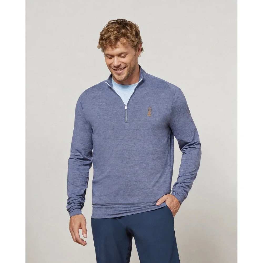 johnnie-O Vaughn Quarter 1/4 Zip Pullover Blue Striped Performance Mens Medium